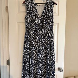 Jones New York Navy and White Midi Dress